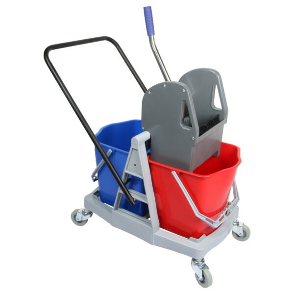 34 LTR MOP BUCKET TROLLEY - DOUBLE PLASTIC - AF08075 Nos