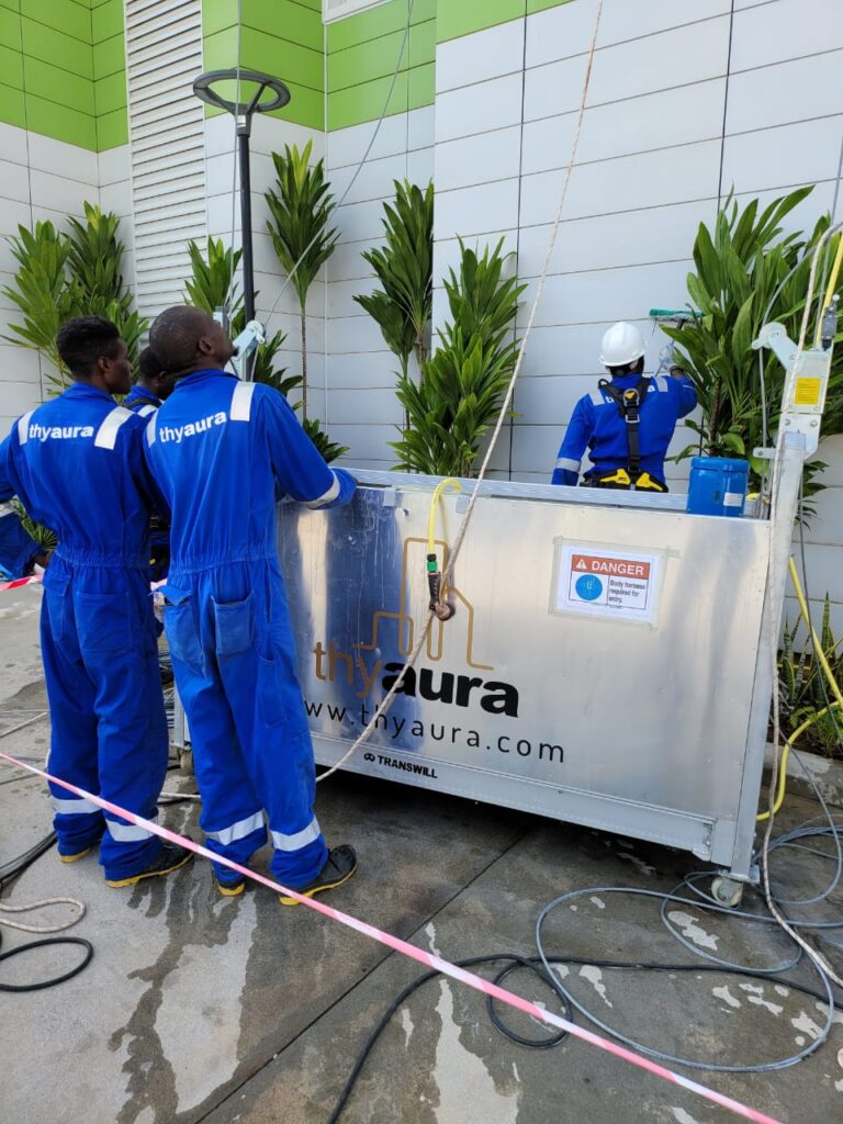 Thyaura Staff doing height servicing
